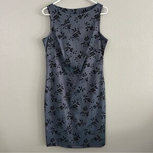 VTG 90s Jonathan Martin Iridescent Black Velvet Floral Boat Neck Shift Dress 8